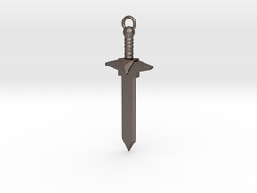 Simplistic Sword Pendant in Polished Bronzed Silver Steel