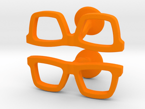Hipster Glasses Cufflinks in Orange Processed Versatile Plastic