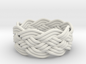 Turk's Head Knot Ring 5 Part X 9 Bight - Size 7.5 in White Natural Versatile Plastic