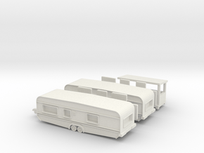 2 Tandemwohnwagen 8 m für 1:220 (z scale) in White Natural Versatile Plastic