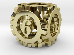 Steampunk Gear d6 in 18K Gold Plated