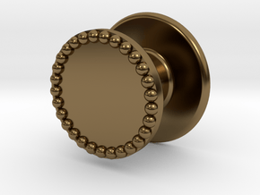 Button Flat Granulated in Polished Bronze