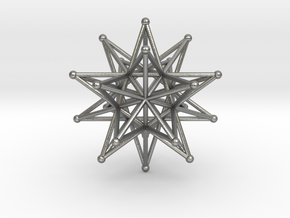 Stellated Icosahedron 40mm Sacred Geometry in Natural Silver