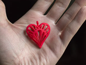 Heart Nouveau Pendant in Red Processed Versatile Plastic