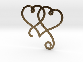 Linked Swirly Hearts (Thin) in Natural Bronze