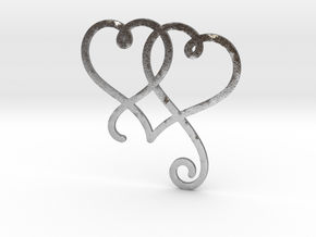 Linked Swirly Hearts (Thin) in Natural Silver