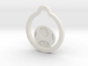 Mushroom Keychain/pendant in White Natural Versatile Plastic