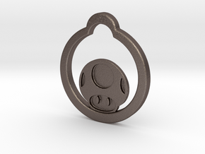 Mushroom Keychain/pendant in Polished Bronzed Silver Steel