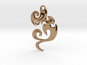 Abstract Pendant 'Waves and Fins'  in Polished Brass