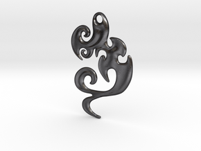 Abstract Pendant 'Waves and Fins'  in Polished and Bronzed Black Steel