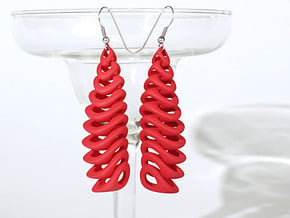 Tetron-earrings in Red Processed Versatile Plastic: Large