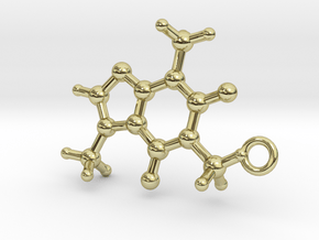 Caffeine Molecule Earring / Pendant Silver in 18K Gold Plated