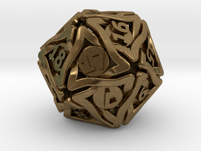 'Twined' Dice D20 Spindown Life Counter Die 24mm in Natural Bronze