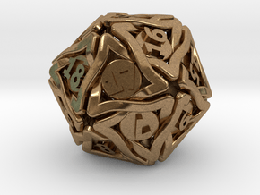 'Twined' Dice D20 Spindown Life Counter Die 24mm in Natural Brass