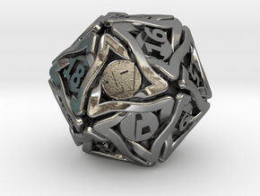 'Twined' Dice D20 Spindown Life Counter Die 24mm in Polished Silver