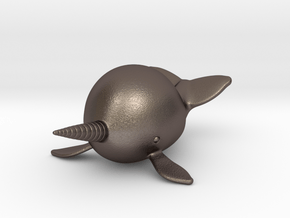 Narwhal Figurine in Polished Bronzed Silver Steel