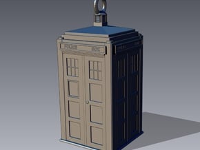 TARDIS Earring (or small pendant) in Smooth Fine Detail Plastic