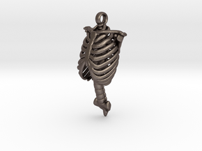 Rib Cage Pendant in Polished Bronzed Silver Steel