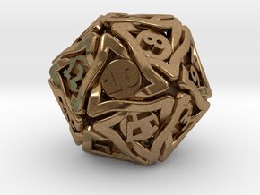 'Twined' Dice D20 Gaming Die (32 mm) in Natural Brass