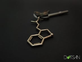 DMT Dimethyltryptamine Keychain in Polished Bronzed Silver Steel