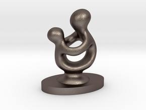 Mother and Child in Polished Bronzed Silver Steel