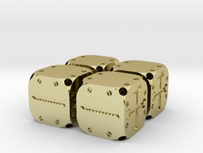 Tinker Dice Metal Fudge/FATE Set in 18K Gold Plated