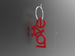The Bicycle Keychain - LOVE in Red Processed Versatile Plastic