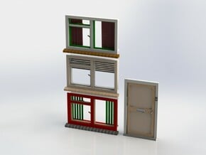 Set A001 of windows and door. Scale 1 / 1:32 / 1:3 in White Natural Versatile Plastic