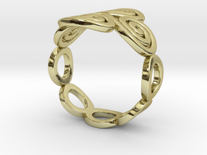 4 Spirals & Ovals Ring (Closed version ) - Size 17 in 18K Gold Plated