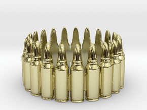 7.62x39 Bullet Round Ring #1, Ring Size 10 in 18K Gold Plated