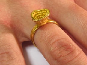 Gold Mine ring - UK P (inside diameter 17.93mm) in Polished Gold Steel