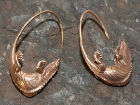 Lizard Earring Pair - 25mm in Natural Bronze