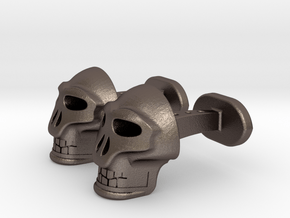 Skull Cufflinks in Polished Bronzed Silver Steel
