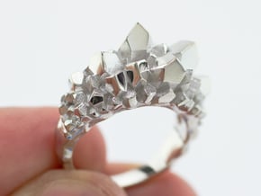 Crystal Ring Size 8 in Rhodium Plated Brass