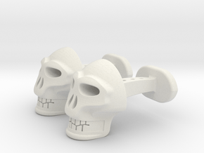 Skull Cufflinks in White Natural Versatile Plastic