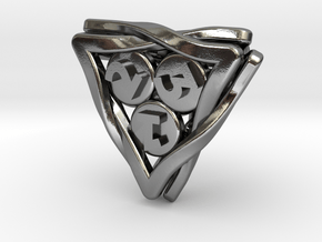 'Twined' Dice D4 Gaming Die in Polished Silver