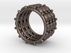 CACTUS 3 RING  S 7.5 in Polished Bronzed Silver Steel