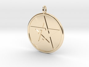 Solid Pentacle Pendant in 14k Gold Plated Brass