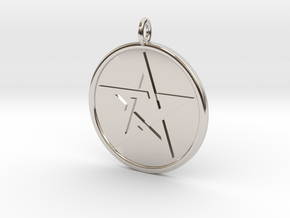 Solid Pentacle Pendant in Rhodium Plated Brass