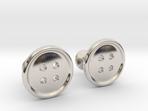 Button Cufflinks in Rhodium Plated Brass