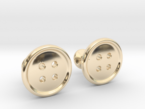 Button Cufflinks in 14k Gold Plated Brass