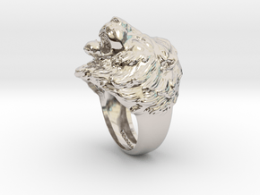 Lion Ring in Rhodium Plated Brass: 11.5 / 65.25