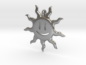 Smiling sun pendant in Natural Silver