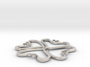 Hearts knot in Rhodium Plated Brass