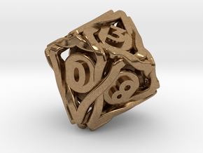 'Twined' Dice D10 Gaming Die (18 mm) in Natural Brass