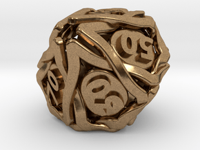 'Twined' Dice 10D10 (Decader) Gaming Die in Natural Brass