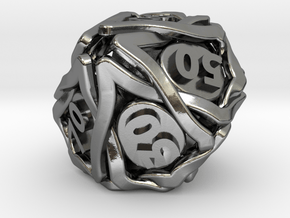 'Twined' Dice 10D10 (Decader) Gaming Die in Polished Silver