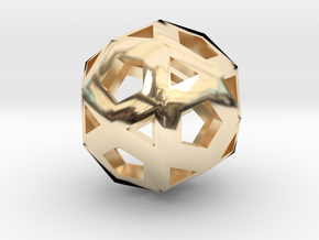 Logic Hypercube in 14k Gold Plated Brass