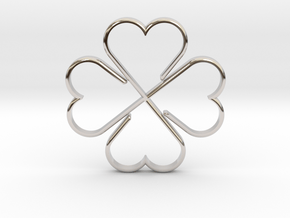 Clover Hearts in Rhodium Plated Brass