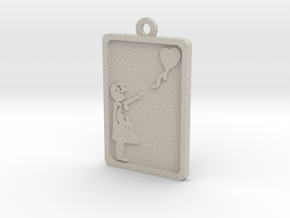 Banksy Girl With Balloon Pendant in Natural Sandstone